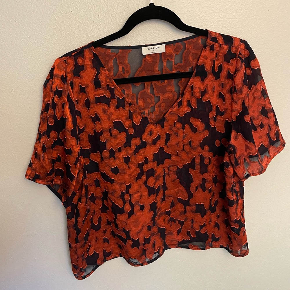 BABATON Sheer floral top